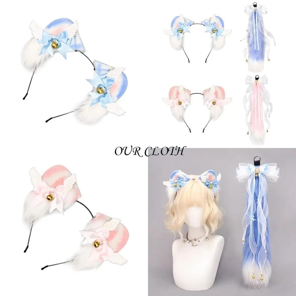 

Wolf Foxes уши уши, кошки, хвост, мягкий плюш, регулируемый для рождественских костюмов на Хэллоуин