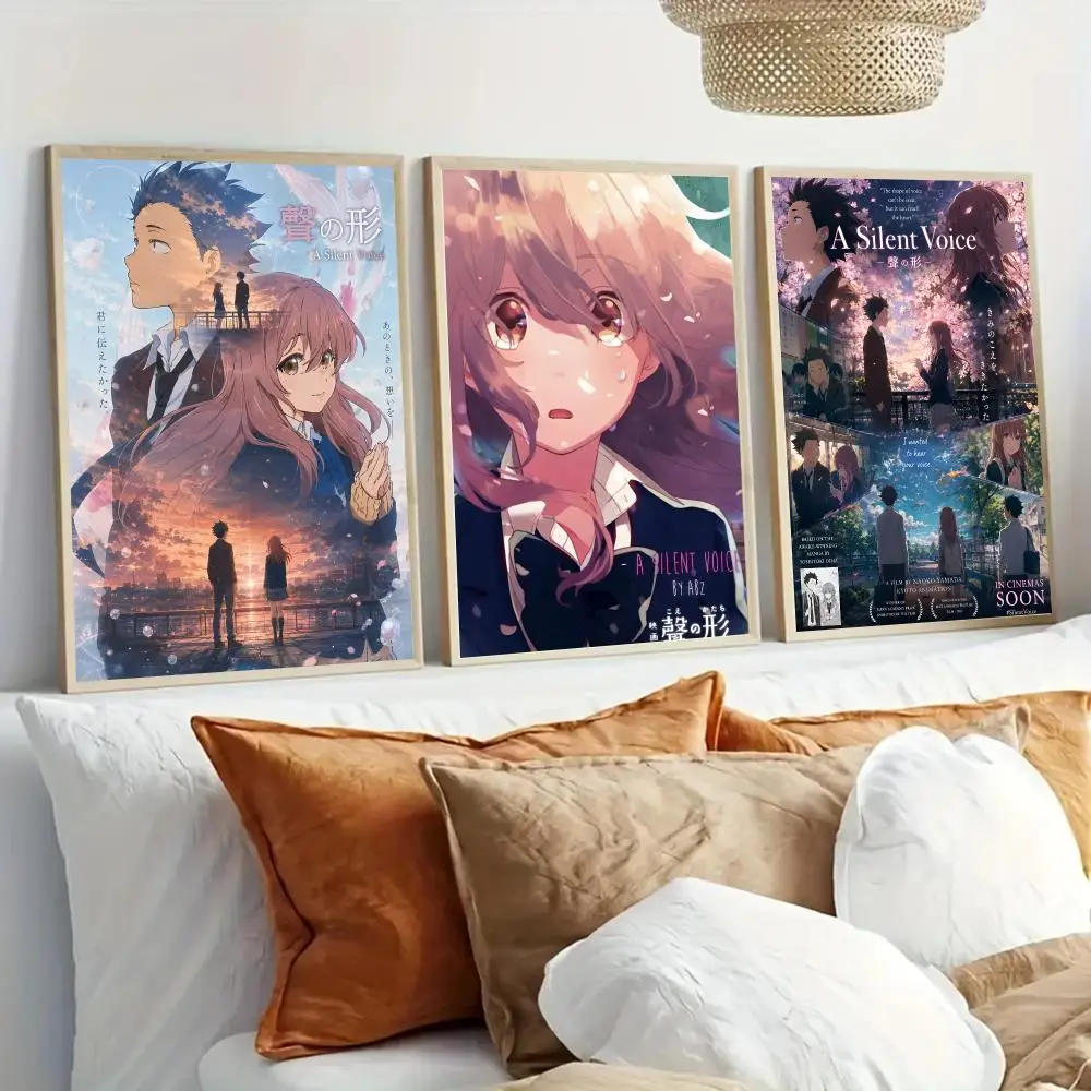 S-Silent Voice Anime Poster Modern Home Living Bedroom Bar Hallway Waterproof Wall Art Aesthetic Decor