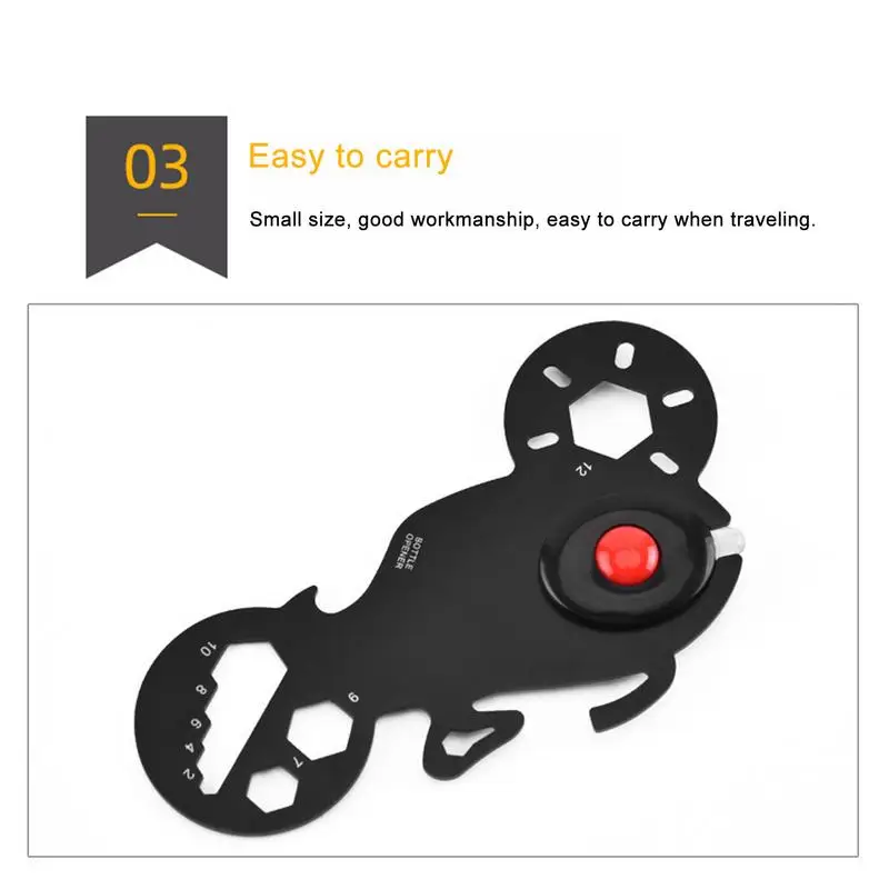 Multi Purpose Survival Pocket Tool com Luz, Forma De Motocicleta, Metal, Carteira Multitool