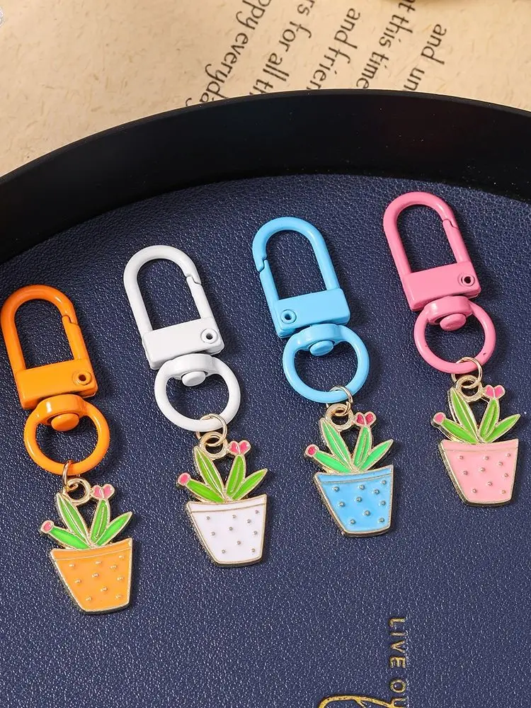 Aihua Niedlicher Emaille-Blumentopf Schlüsselanhänger für Frauen und Mädchen Blumen-Schlüsselringe Handtaschenanhänger Geburtstags-Schmuckgeschenke – Detail 2
