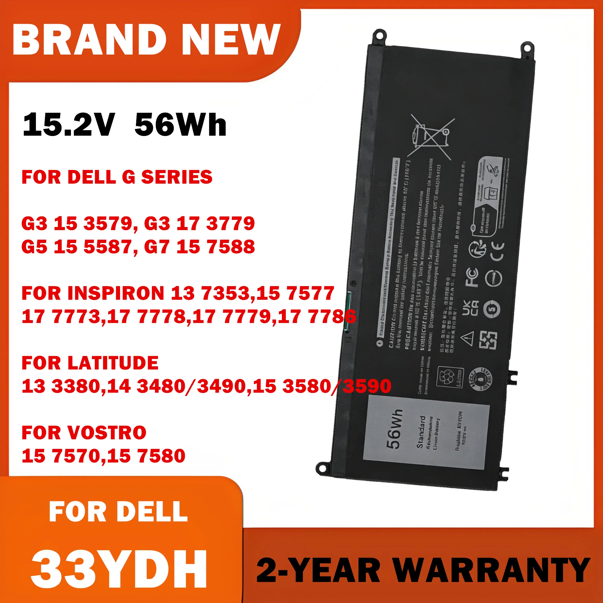 Laptop Battery For DELL Latitude 13 3380 14 3490 15 3580 3590 For Vostro 7570 7580 99NF2 PVHT1 81PF3 081PF3 P30E P30E001
