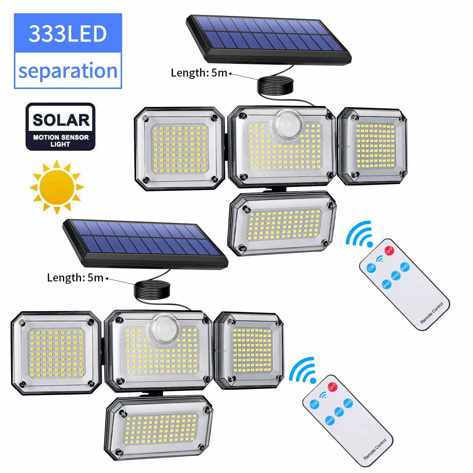 1-2pcs 333 Led Flood Light Outdoor Solar Lights Motion Sensor Lamp Waterproof Solar Power Security Light for Garage Garden Decor