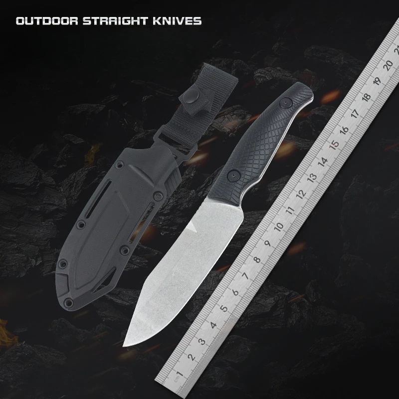 Portable 1083 Outdoor Camping Fixed Knife D2 Blade Nylon fiber Handle Hunt Survival Tactical Utility Knives EDC Tools w/ Sheath