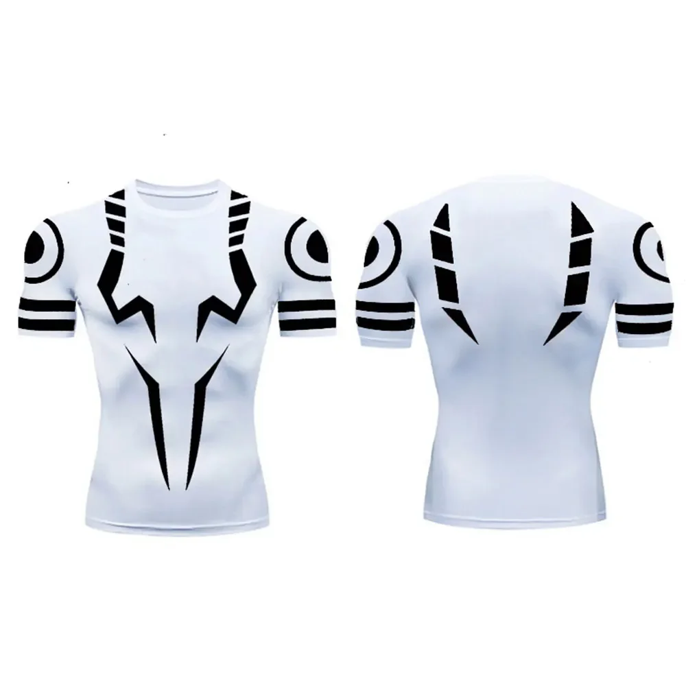 Anime Jujutsu Kaisen Compression T Shirt Men 3D Print Sukuna Breathable Football Fitness Tight Sportswear Quick Dry Riding Tops image 3