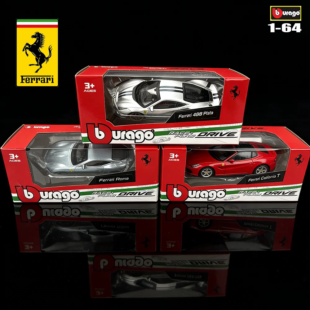 bburago-1-64-Серия-ferrari-Разнообразные-модели-—-california-t-488-pista-roma-Коллекционная-литая-модель-автомобиля-Подарок-для-детей