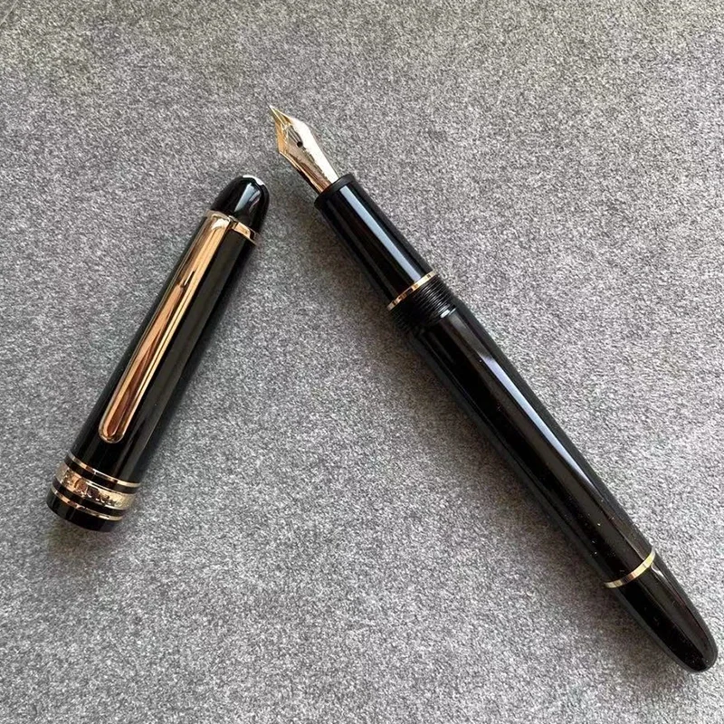 MB Luxury 145 Black Resin Rollerball Ballpoint Pen Fountain Pens Writing Office School Supplies With Serial Number Pen Case