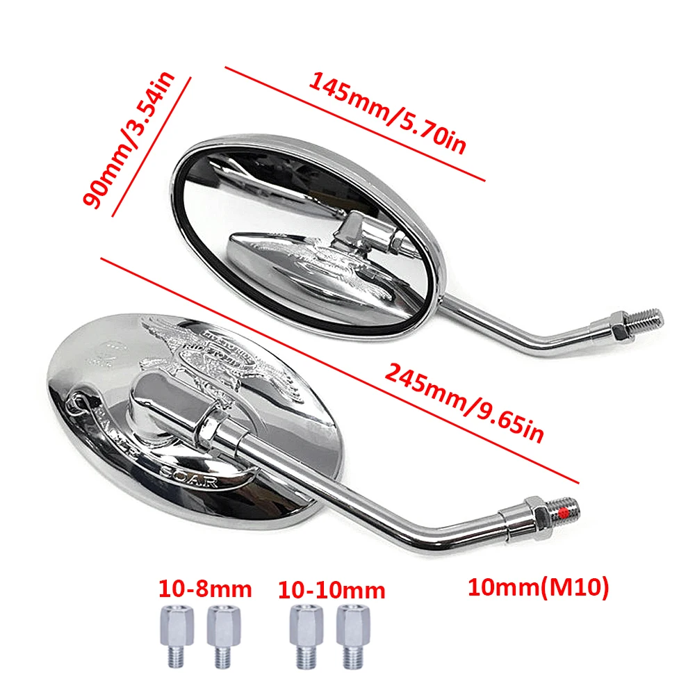 Universal Motorcycle Mirror Chrome Oval Motorcycle Rear View Side