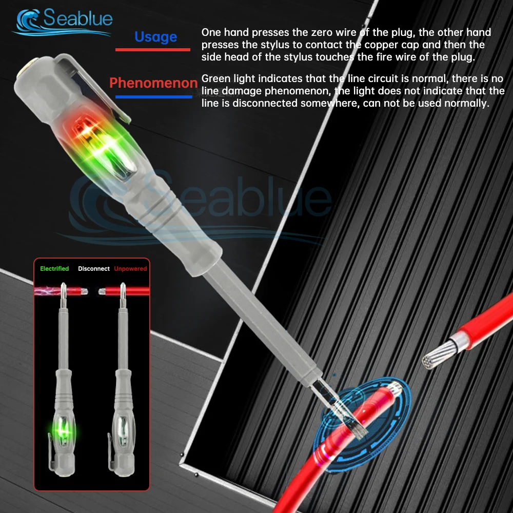 AC24-250V Voltage Test Pencil Voltage Detector Electrician Phillips Screwdriver/Flat Screwdriver Professional Hand Tools