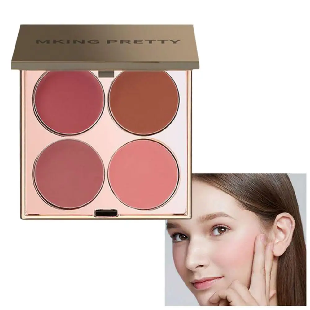 Vier-Farben Gesicht Rouge Mehrzweck Creme Palette Lippenstift Auge Matte Highlight Umfassende Platte Schatten E0E5