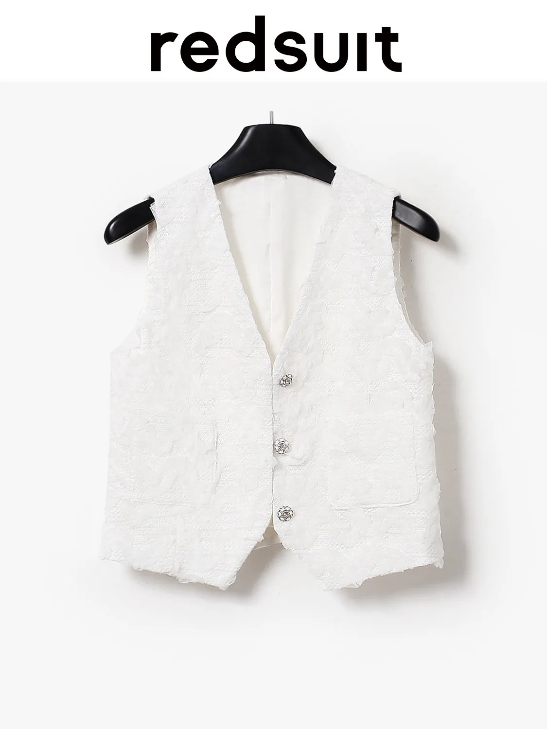 New Advanced three-dimensional jacquard lightweight floral vest V-neck sleeveless slimming Custom size