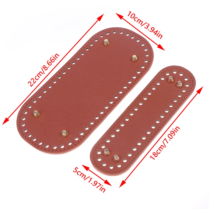 Fondo largo para bolso de punto, Base de bolso de cuero PU, fondo hecho a mano con agujeros, accesorios inferiores para bolso de ganchillo Diy, 1 unidad