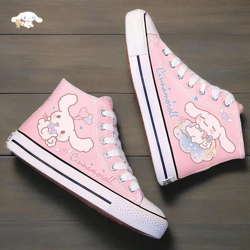 

Холщовая обувь Cinnamoroll Y2K Kawaii Miniso на открытом воздухе, японская студенческая повседневная модная обувь с героями мультфильмов, милая спортивная обувь с высоким берцем для девочек