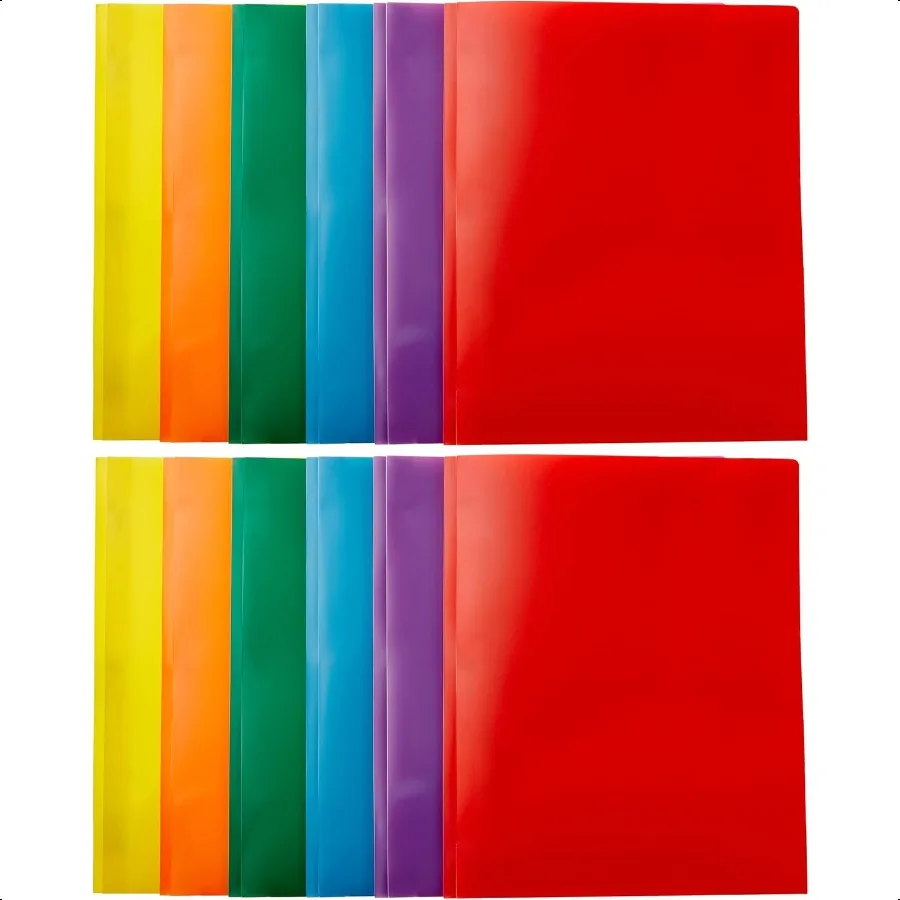 

Heavy Duty Colorful Plastic Folders with 2 Pockets for Letter Size Paper Pack of 12 Assorted Colors
