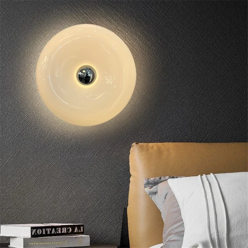 Orange White Glass Wall Lamps Nordic New Donut Children's Room Bedroom Bedside Study Personality  Light Decoration Desk Lamp