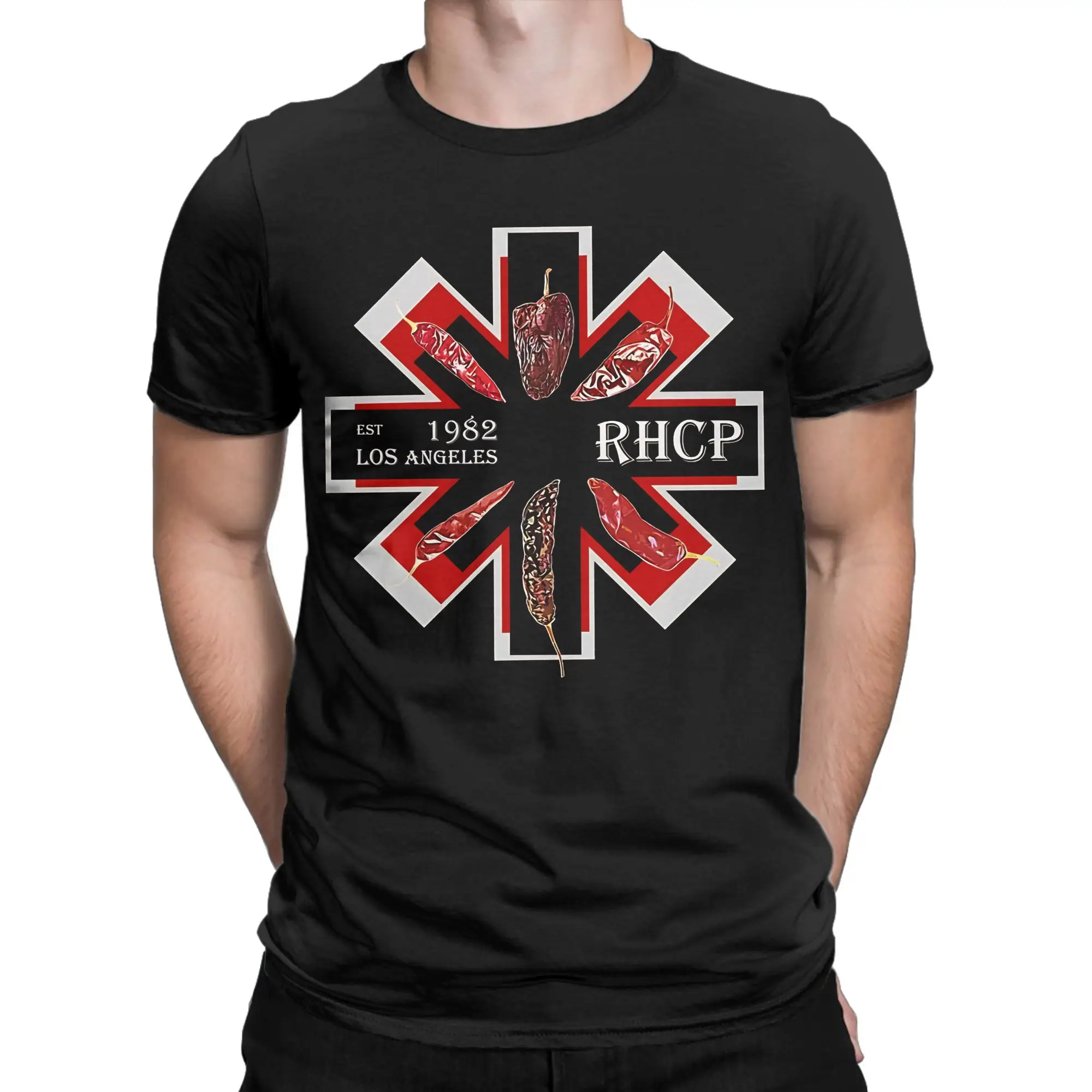 RHCP Red Hot Chili Peppers T-Shirt Beach  100% Cotton T Shirts For Man Print Tee Shirt Short Sleeve Y2K Retro Tees