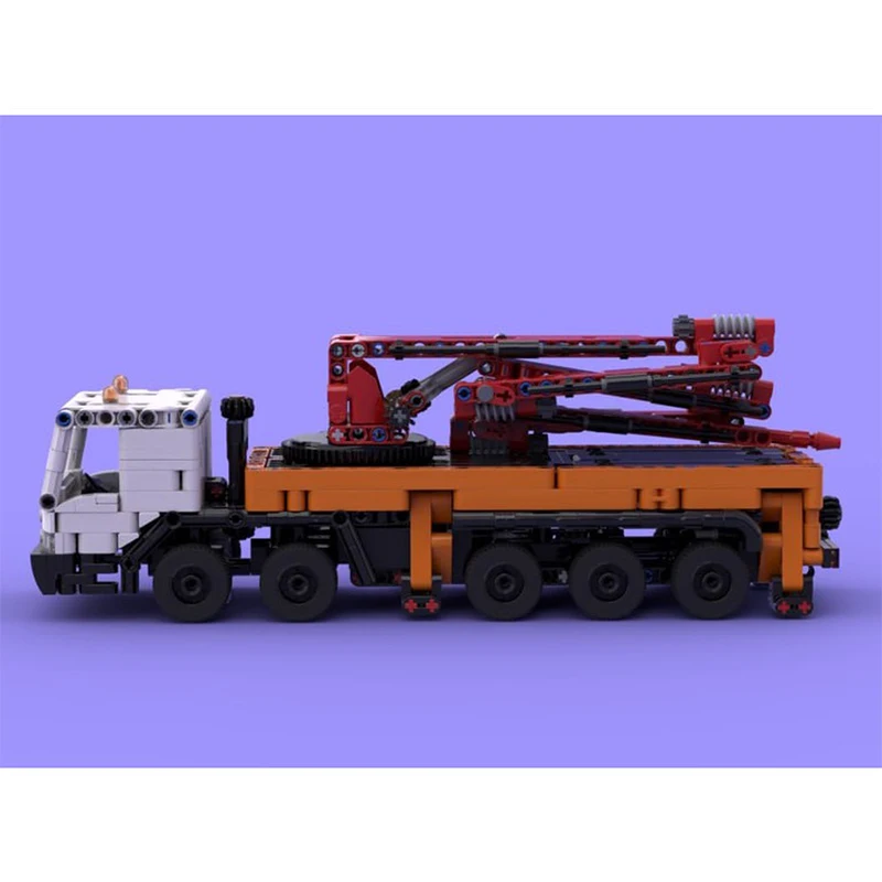 authentic heavy duty concrete pump truck bricks city construction vehicle blocks engineering equipment car building moc klocki