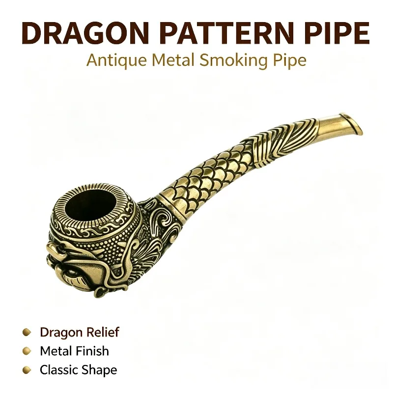 Old‑Style Brass Pipe Tumbler Retro Antique Copper Dry Tobacco Pot Traditional Tobacco Rod Smoking Accessories for Men