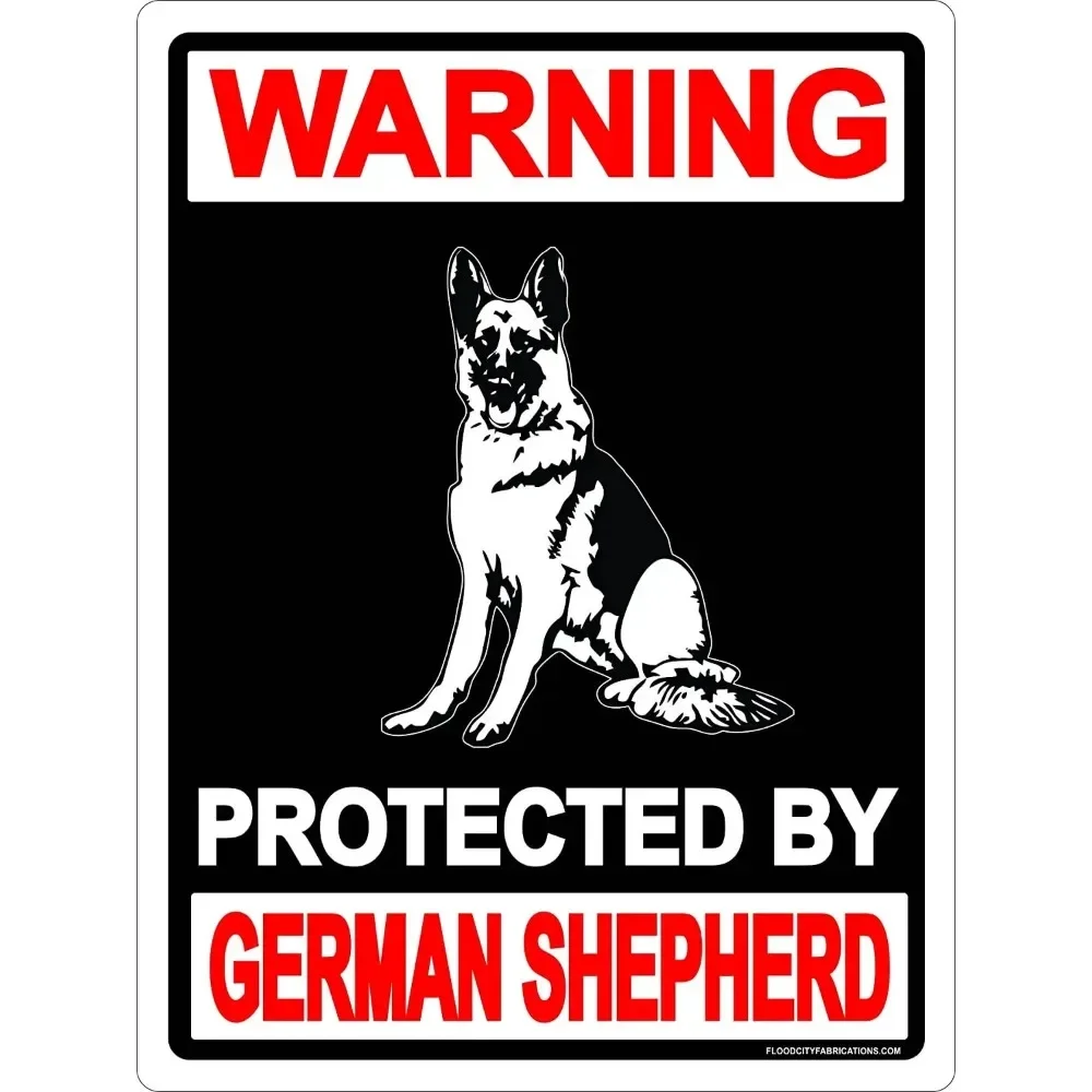 Danger Protected by Rottweiler Beware of Dog Warning Metal Tin Sign