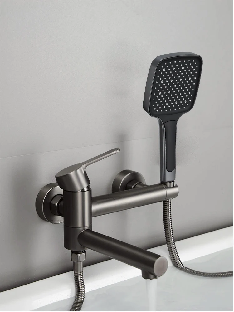 

faucet hot and cold shower set bathroom white water mixing valve, wire gold simple spray gun