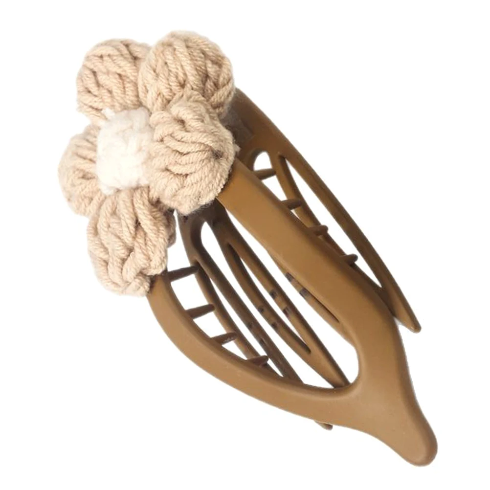 

Flower Hairpin Barrette Clip Decorative Floral Claw Fashion Crochet Accessory Girls Soft Material Knitted Yarn Elegant Design