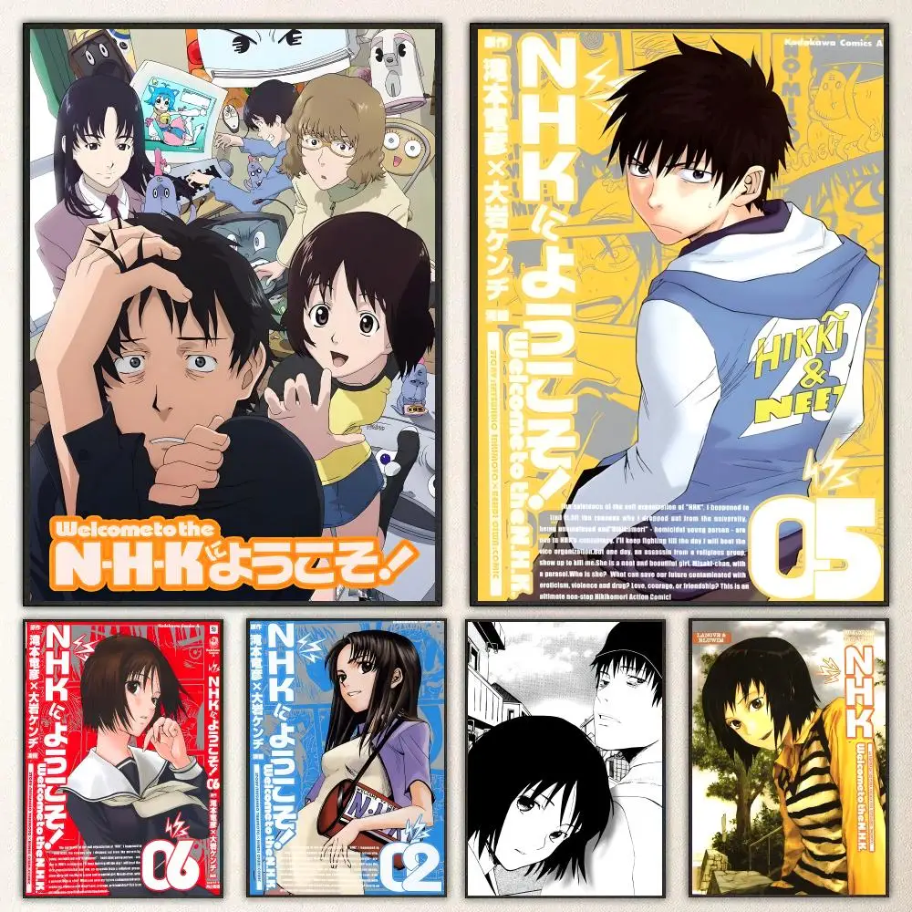 Anime Welcome to the NHK Poster Self Adhesive Waterproof PP Poster Coffee Shop Bar Wall Sticker Home Room Decor Wall Art