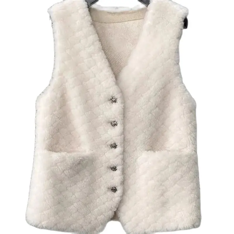 

High Quality Furry Vest 2023 Autumn Winter Lambhair Soft Casual Women Vest Waistcoat Korean Version Loose Warm Sleeveless Jacket