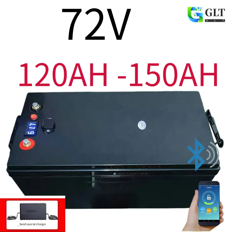 waterproof li ion 72v 150Ah lithium ion battery 100A BMS for 7000w 6000W bike tricycle Forklift Motocycle AGV +10A charger.