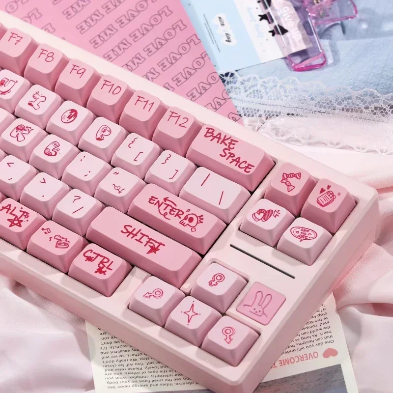 Imagem -05 - Pink Graffiti Keycaps Ponto Anime Key Caps para Jogos e Wooting Pbt Personalizado Perfil Kta Bonito Azul Presente Crush80