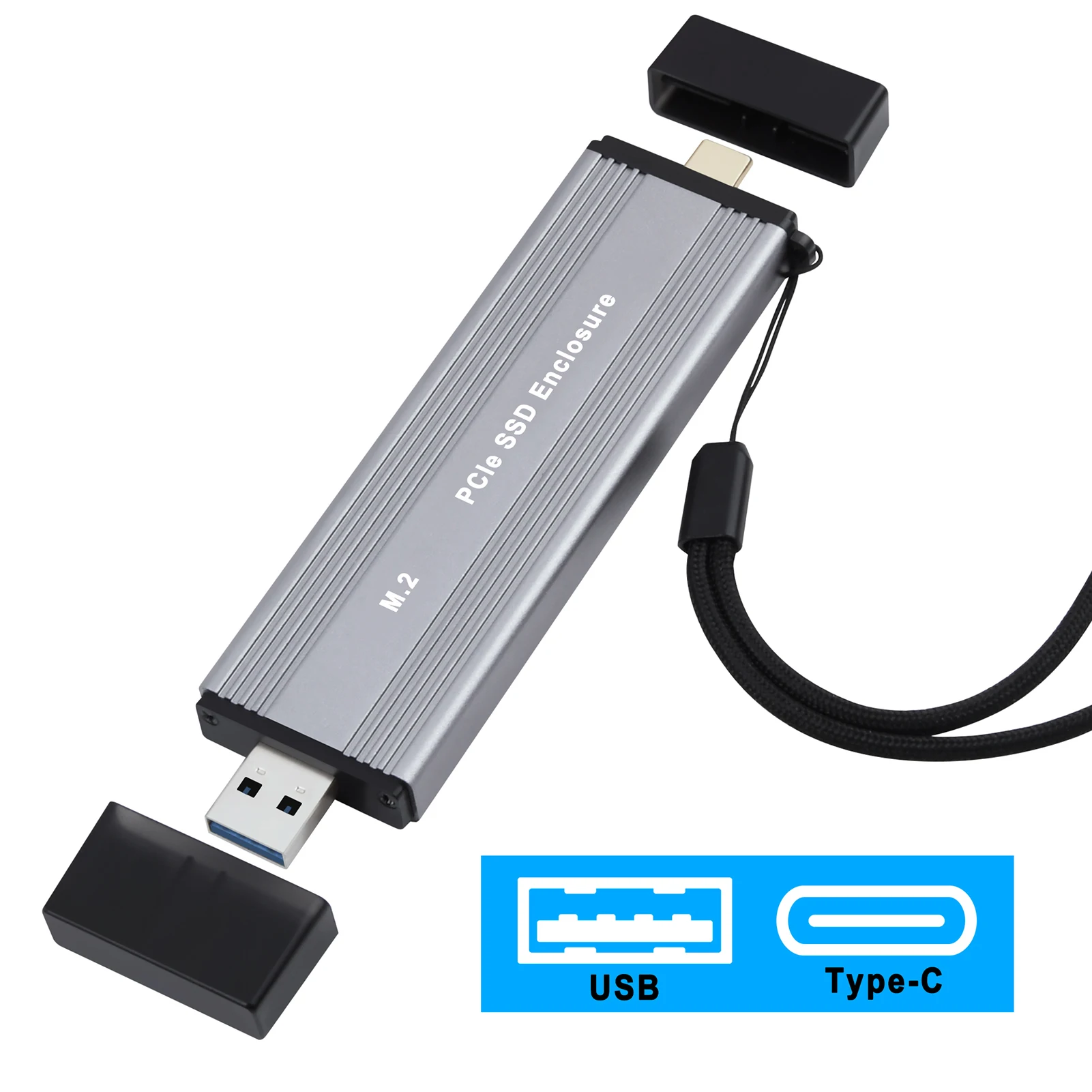 

Корпус для M.2 NVMe PCIe SSD с двумя разъемами USB3.2 Gen2 Type-C, портативный, из алюминиевого сплава (жесткий диск в комплект не входит)