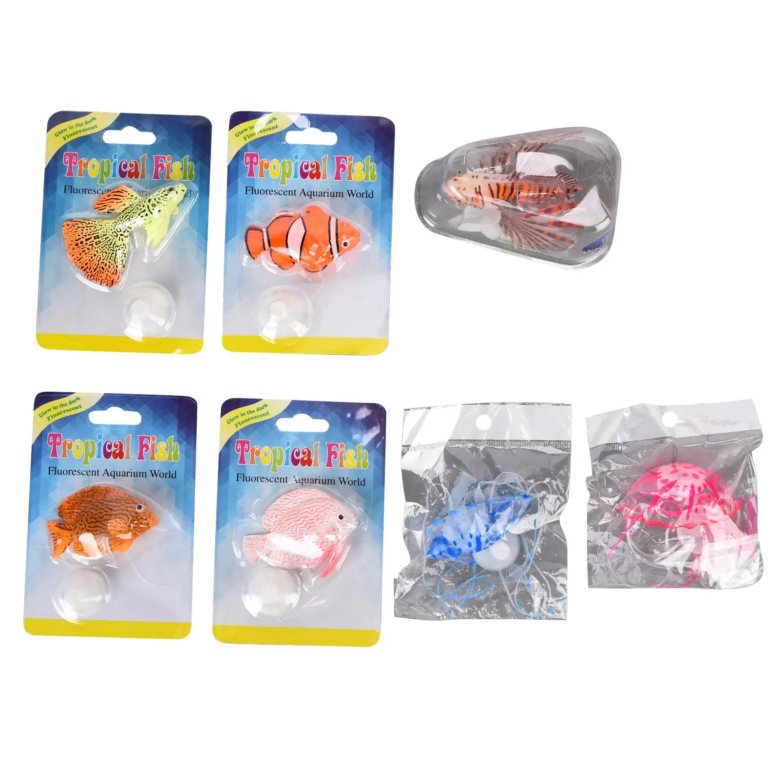 

Aquarium Silicone Fish Set Adjustable Floating Decor Nontoxic Suction Cup Tank Decoration for Freshwater