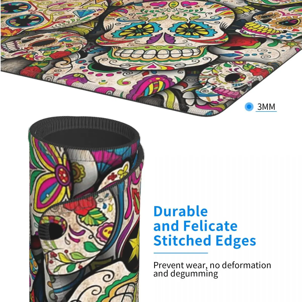 Sugar Skull Collage 7x9 in 22x18 cm Mouse Pad Computer Keyboard Mouse Mat Gaming PC Laptop Desk MatOffice Accessories Table Mats