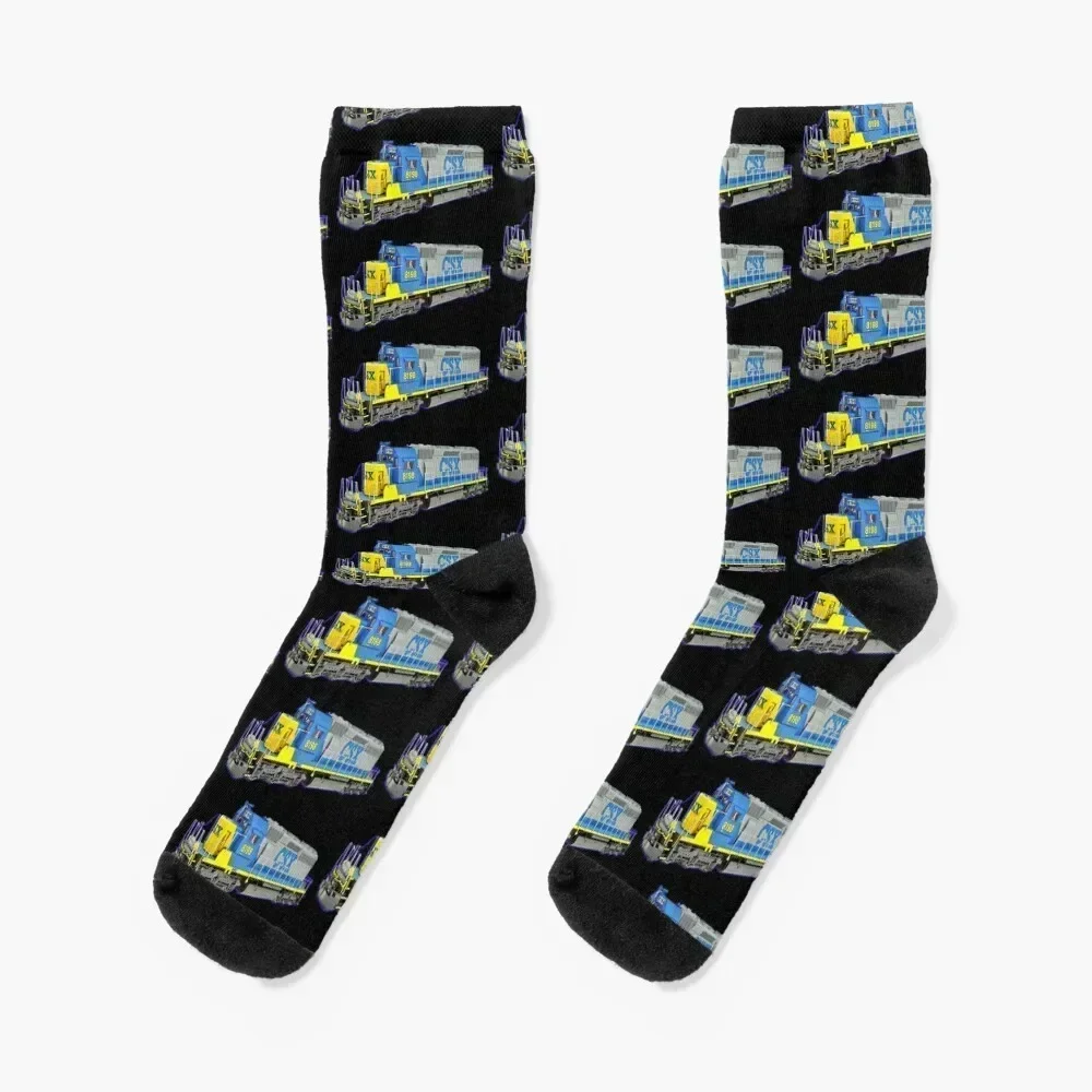 

Freight Train CSX Engine Socks cute men cotton high quality floor Run Socks Women's Men's