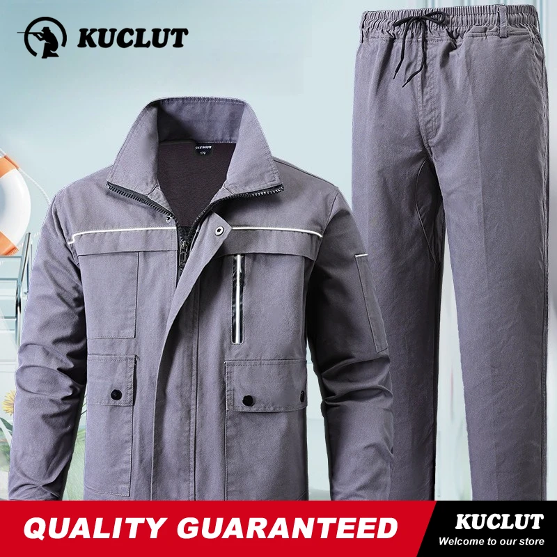 Picture 3: Cotton Workwear Man Spring Autumn Set Comfort Wear-resistant Breathable Elastic Multi Pocket 2-pcs Training Camping Hiking Suit