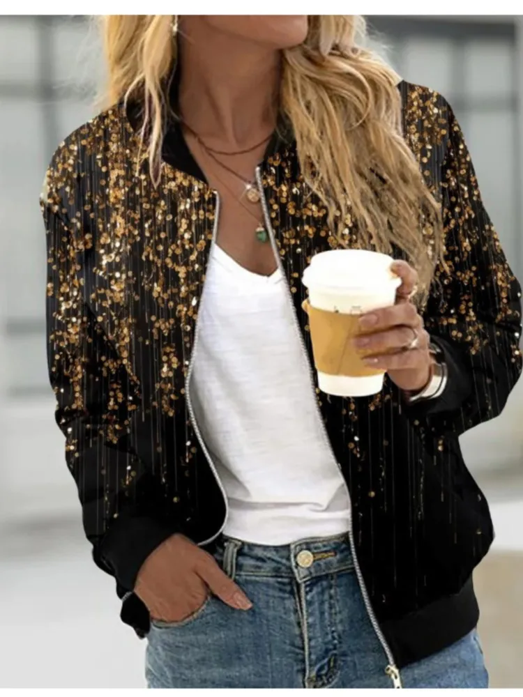 Podzimní zimní dámská bunda s dlouhým rukávem a zipem, nová módní elegantní ležérní sportovní bunda dámské oblečení - náhled 3