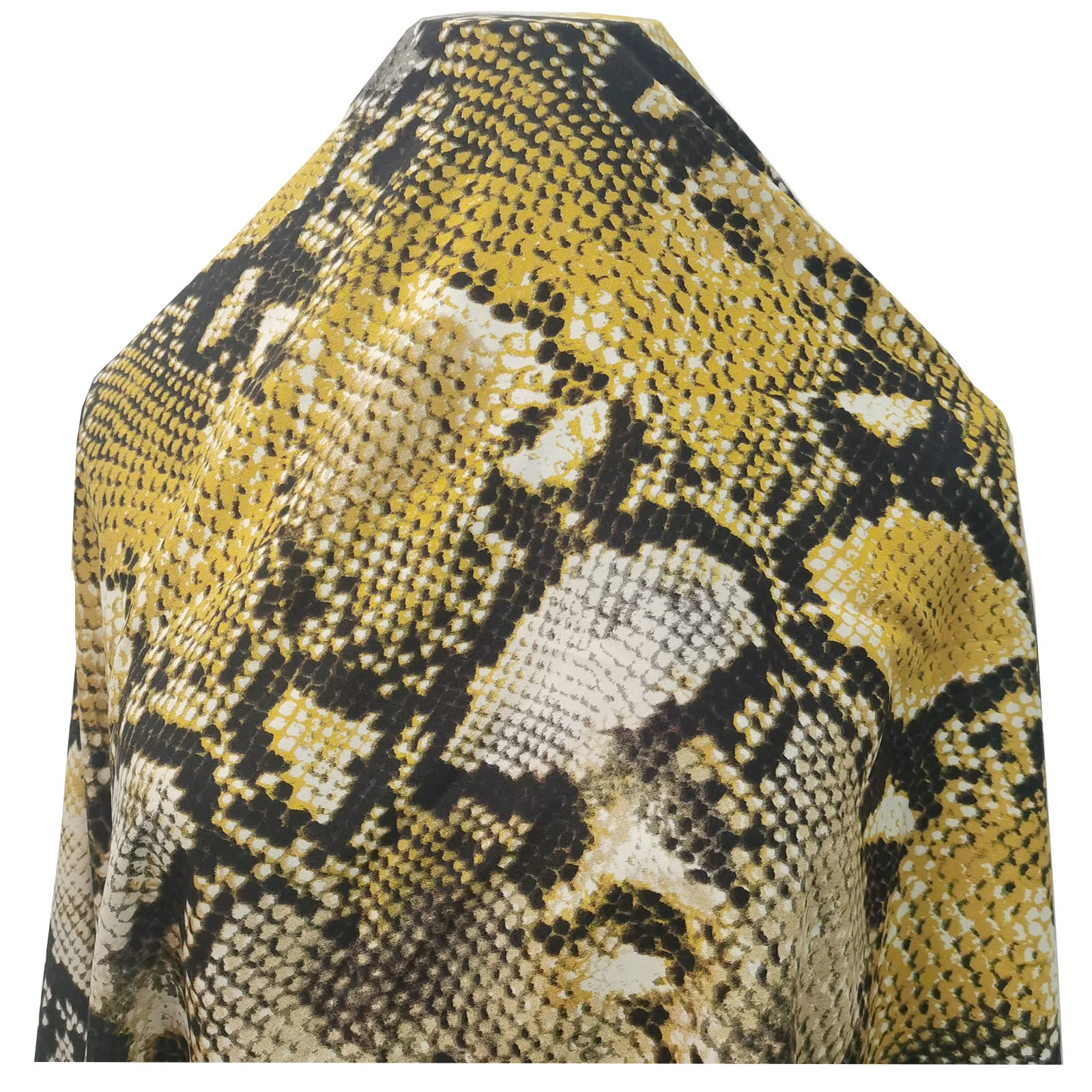 Good Imitate Silk Chiffon Fabric Yellow Sexy Snake Pattern Print Not Transparent Chiffon Cloth Sewing Material DIY Dress/Scarf