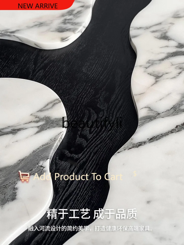 

Natural marble coffee table new square large apartment Italian minimalist coffee table G1218