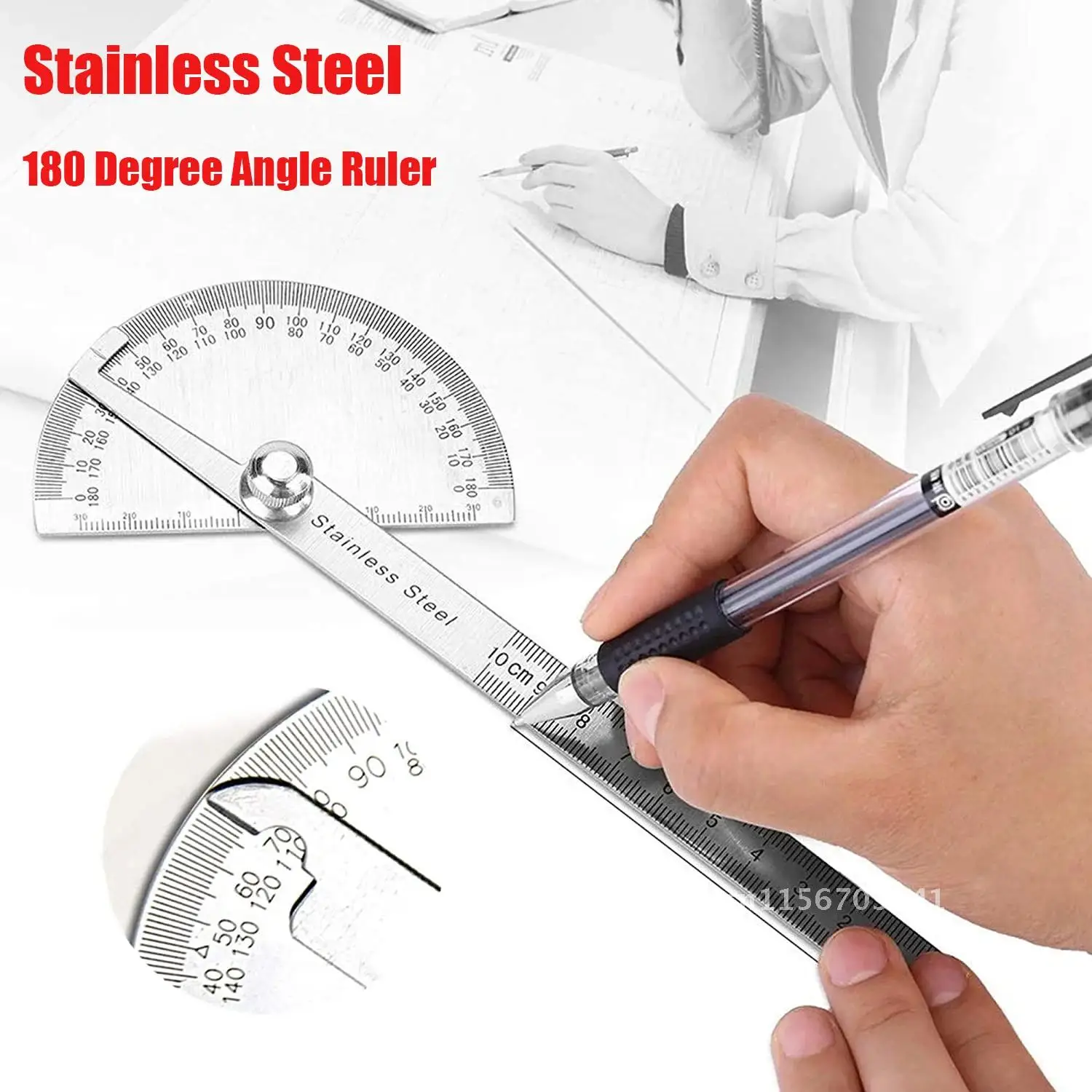 100/150/300MM 180 Degree Stainless Steel Portable Protractor Rotary Angle Finder Measuring Ruler Practical Woodworking Tools