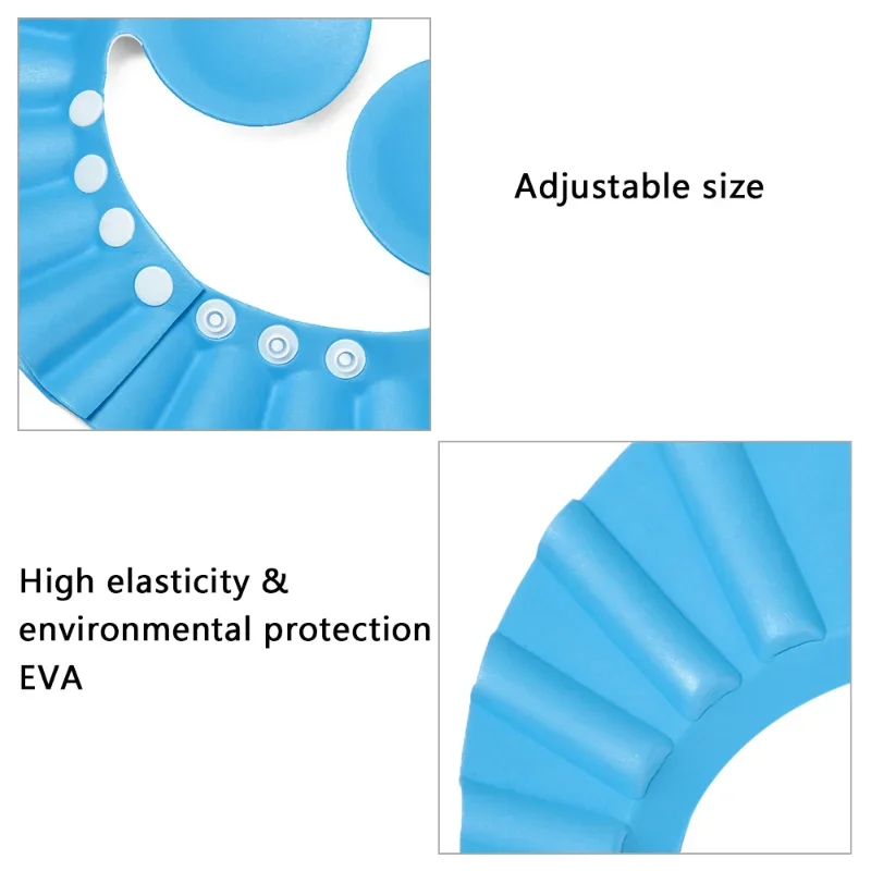 Tampas ajustáveis do chuveiro do bebê, chapéu do champô, protetor do banho, proteção impermeável da orelha e do olho, chapéu portátil da lavagem do cabelo da criança, 1pc