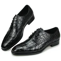 Top Grade Mens Echtes Leder Schuhe Kleid Partei Schuhe Männer der Mode Alligator Druck Luxus Zapatos De Hombre Echtes Leder