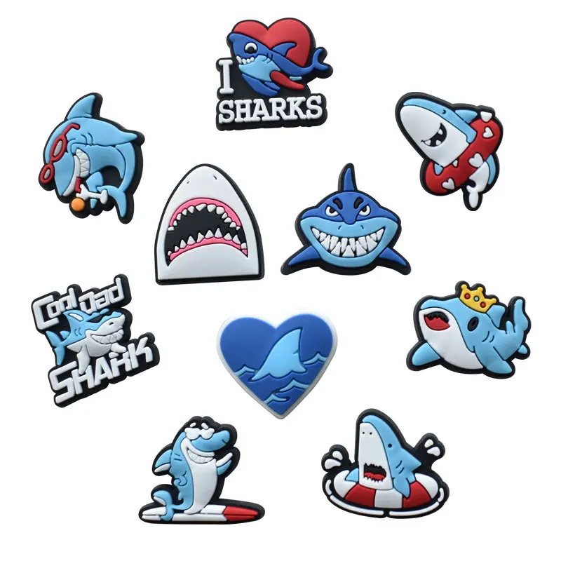 Hot Sales New Arrivals 1Pcs Shark Shoe Charms Pin for Crocs Shoe Decoration Kids Adult Christmas Boy Girl Party Gifts