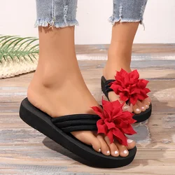 NEW Women's Outdoor Casual Flat Flip Flop 2024 Summer Bathroom Slippers Beach Shoes Light Sandals Slippers Flowers Slides Women