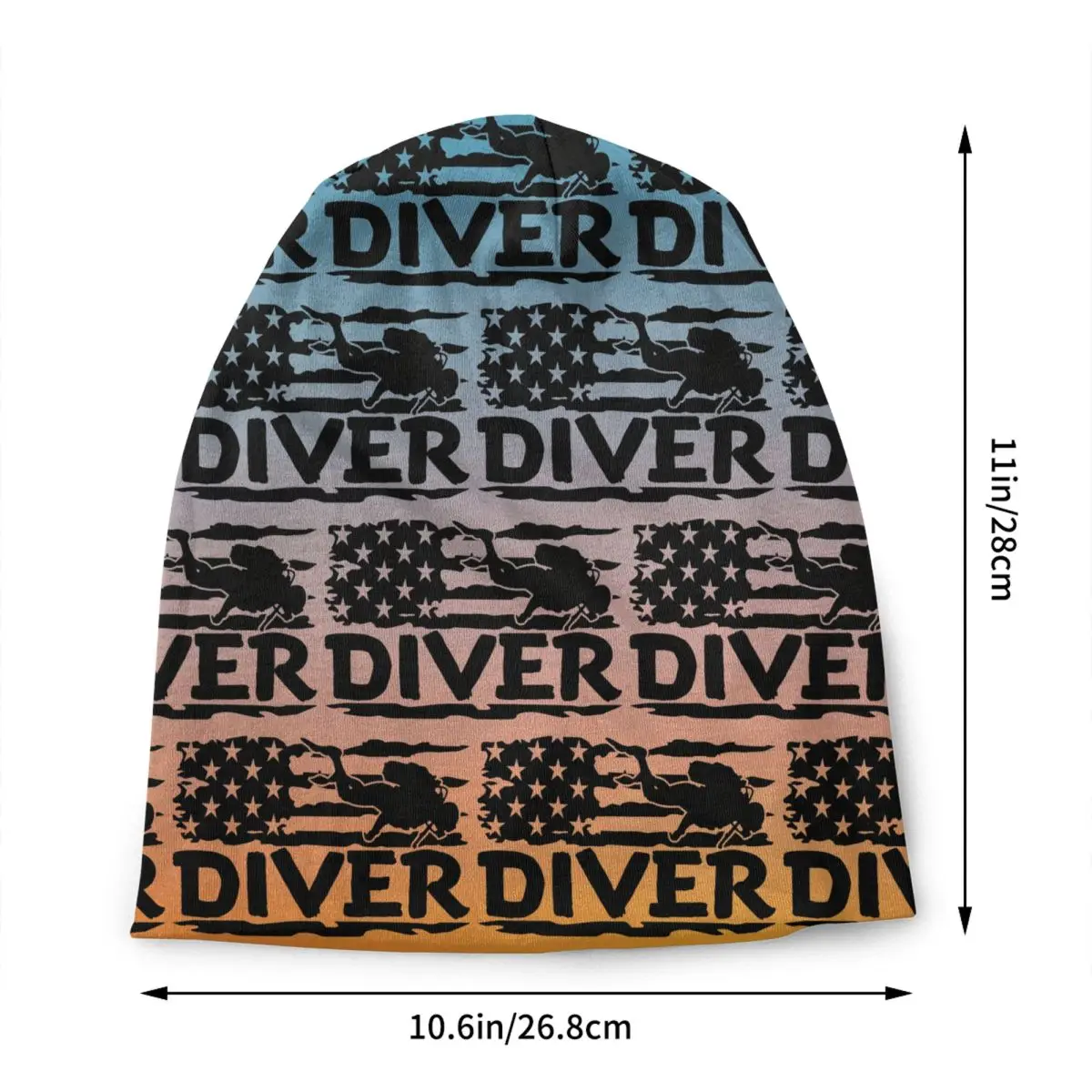 Custom Scuba Dive Flag Protects Divers Sport Motor Racing Skullies Beanies Caps Fashion Warm Knit Hats Unisex Adult Bonnet Hats