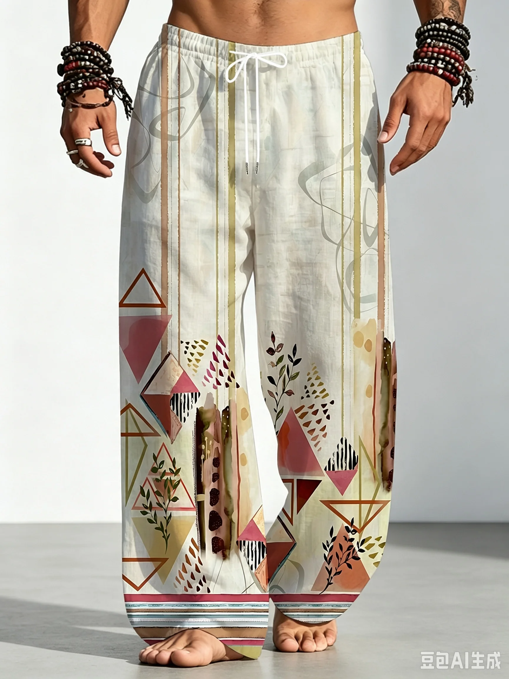 New Arrivals Ancient Tribal Cave Print Unisex Jogger Pants, Straight‑Leg Casual Sweatpants For Beach Hippie Festival Daily Wear