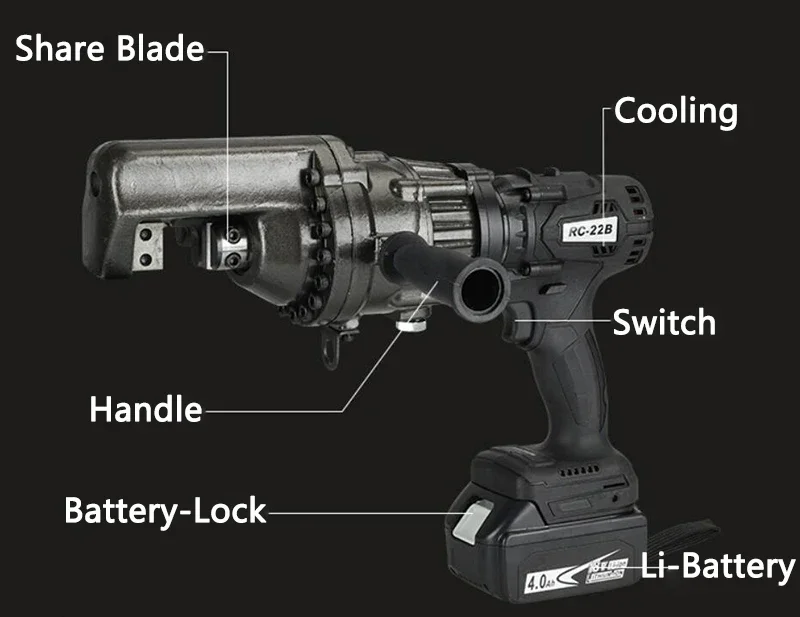 يده الكهربائية الهيدروليكية الصلب بار القص RC-22B شحن المحمولة الصلب بار آلة قطع حديد التسليح كماشة القطع أدوات 4-22 مللي متر #5