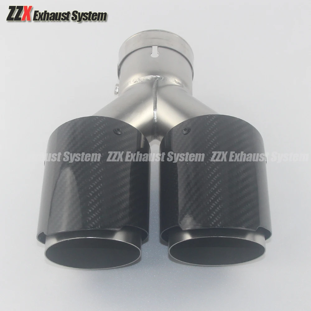 

Car styling Modified exhaust pipe muffler tail throat Carbon fiber Y double layer 76mm89mm101mm114mm decorative tailthroat