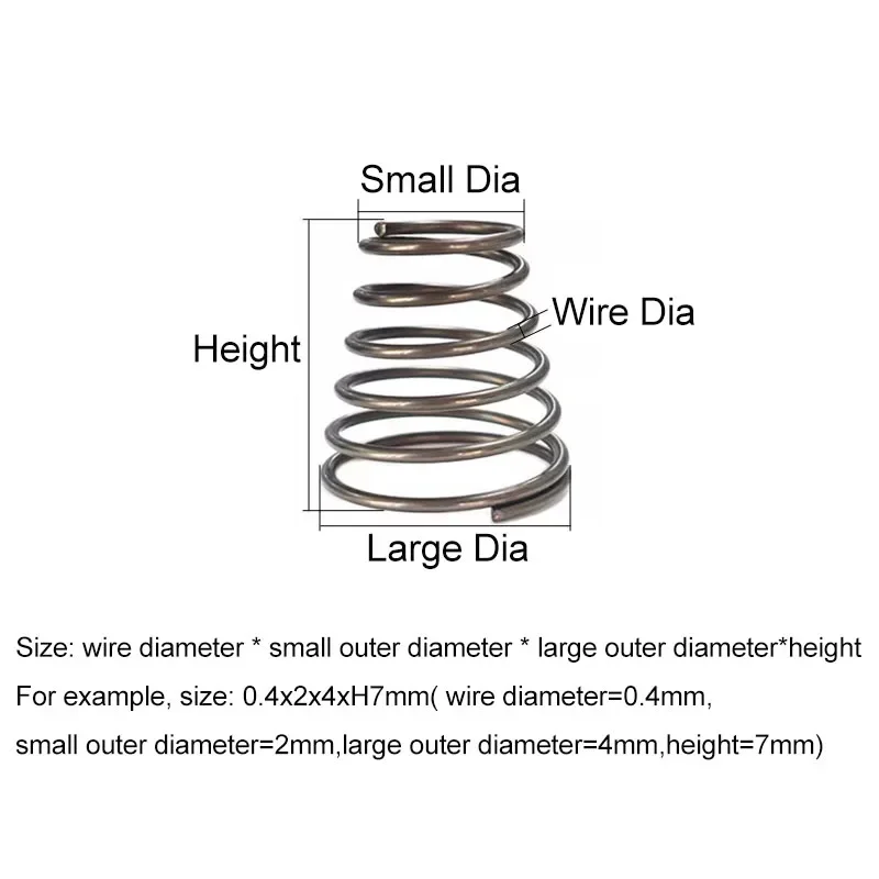 10/20/50pcs Wire Diameter 0.4/0.5/0.6/0.7/0.8mm Spring Steel Tower Springs Conical Cone Compression Spring Pressure Spring