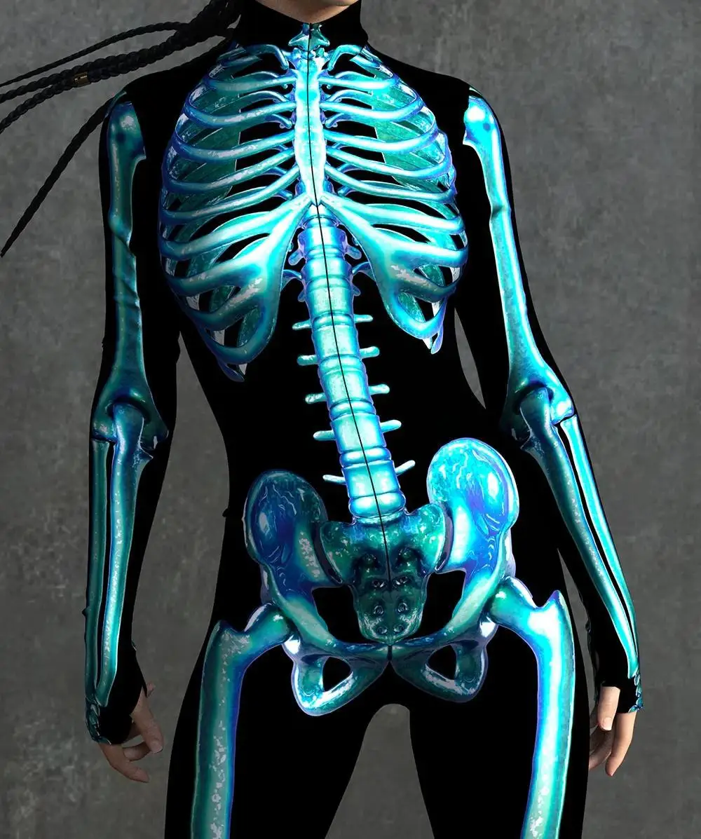 Karneval Totenkopf Party Bodysuit Damen Sexy Horror-Print Jumpsuit Feiertagsparty Maskerade Catsuit Kostüm Einzigartiges Aerial Yoga Set – Detail 24