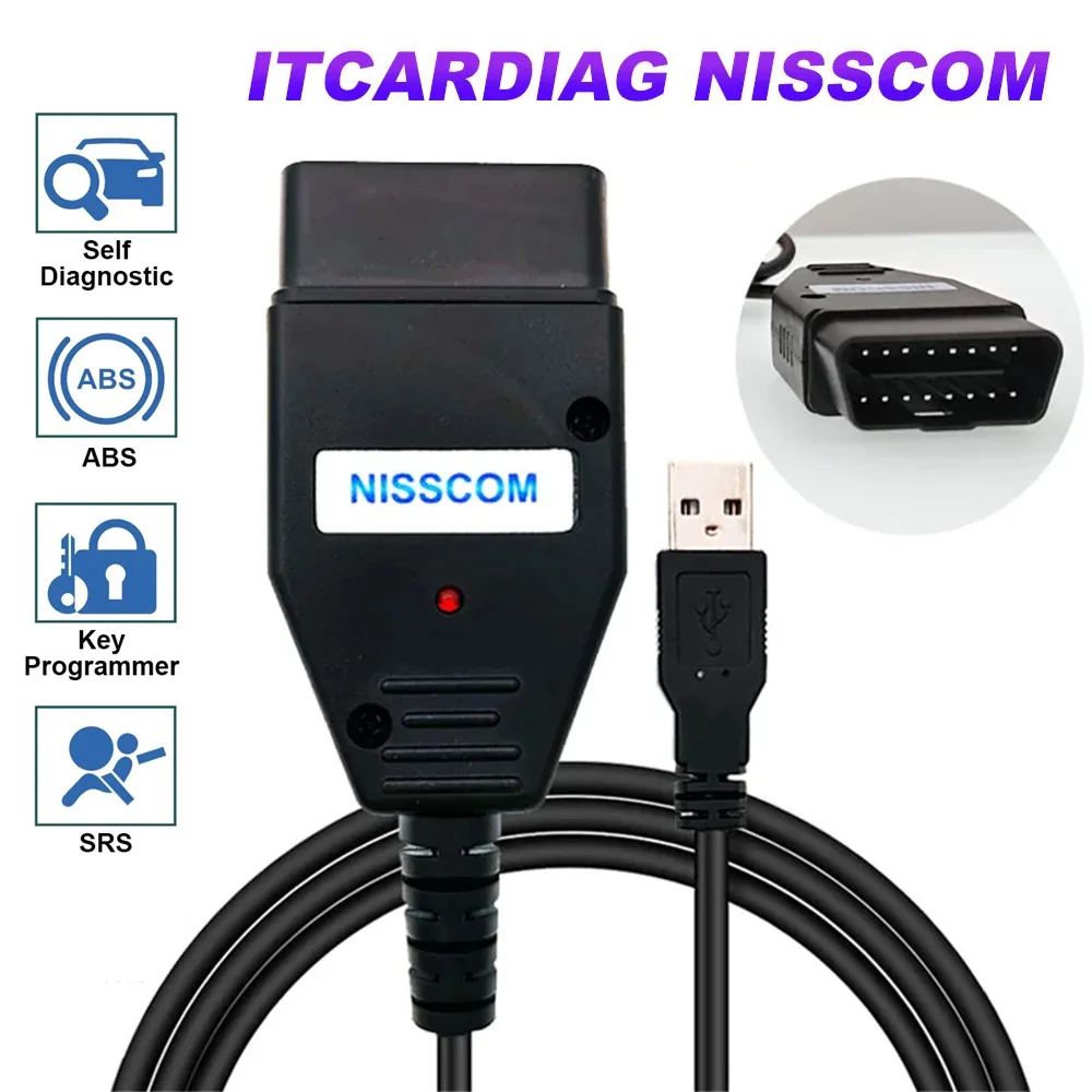 

ITCARDIAG NISSCOM for Nissan & Infiniti OBD2 Diagnostic Tool for ECM BCM TCM ABS SRS Steering Angle Sensor Reset Immobiliser Key