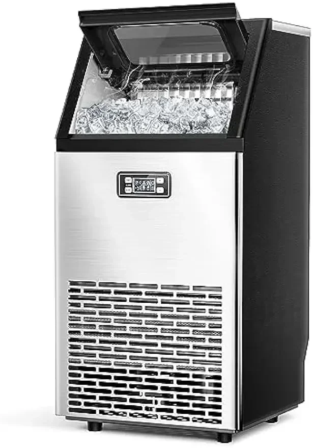 Self Cleaning Commercial Ice Maker,100 lbs,2-Way Add Water,Large  Maker,  Machine with 24 Hour Timer,33 lbs Basket