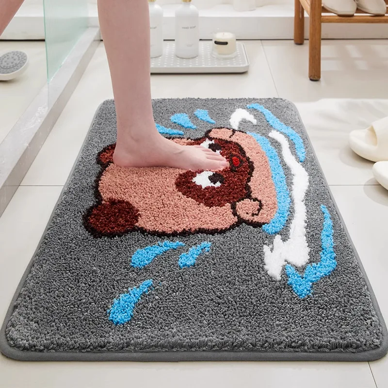 VIKAMA Cartoon Toilettenteppich Badezimmer wasserabsorbierendes Kaschmirimitat Kissen Toilette Eingang Toilettenboden 	 Matte als Heimdekoration